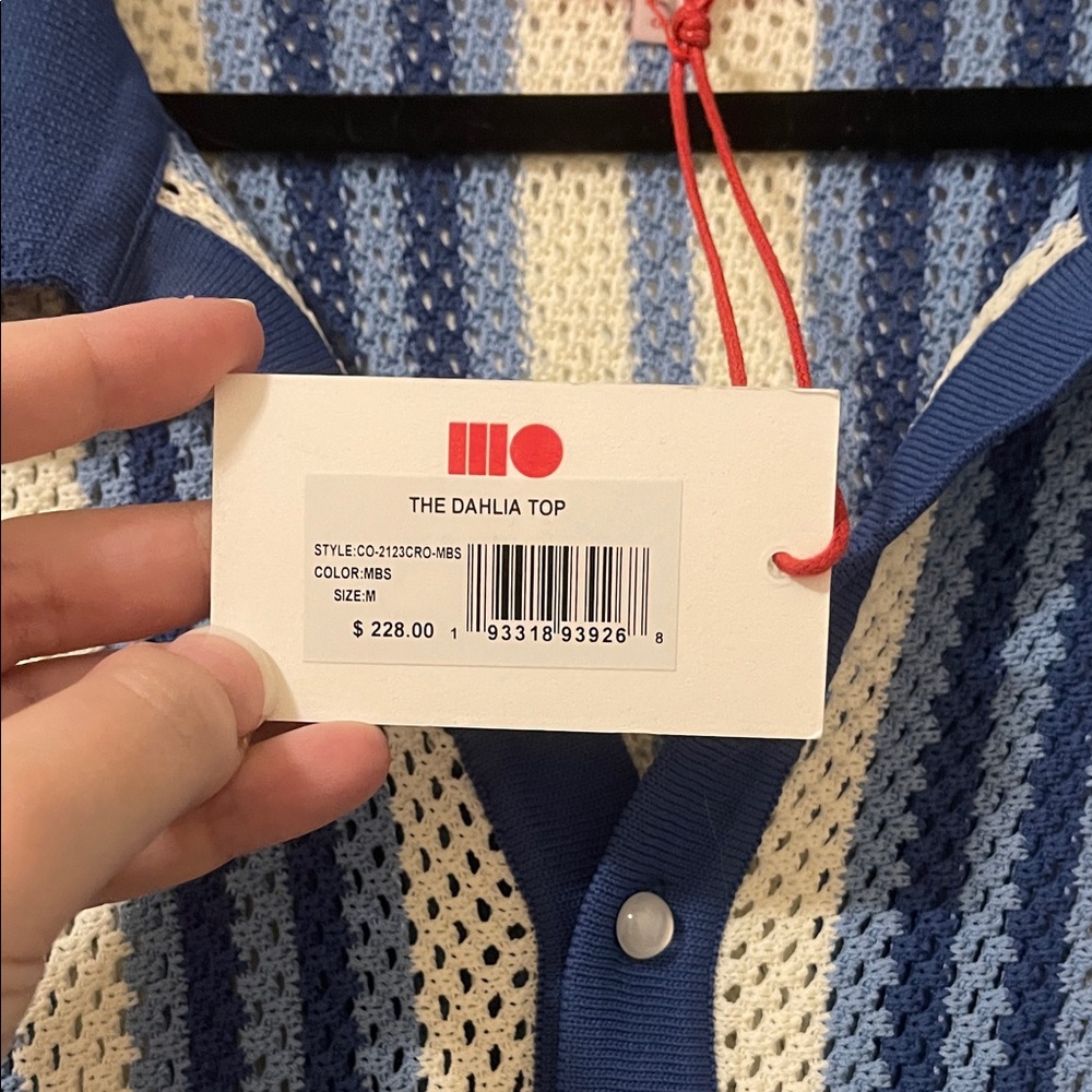 SOLID & STRIPED Blue and White Striped Knit Top, Size M, EUC - Picture 5 of 7